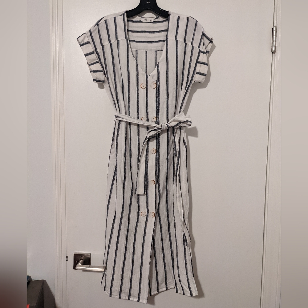MNG cotton striped shirt dress